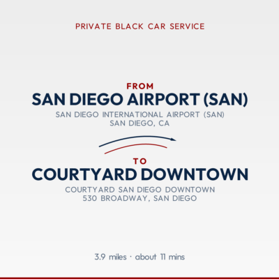 From San Diego Airport (SAN) to Courtyard Downtown private car service