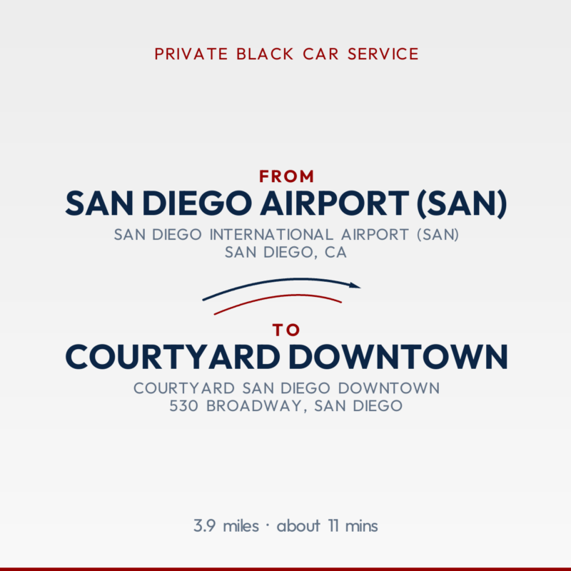 From San Diego Airport (SAN) to Courtyard Downtown private car service