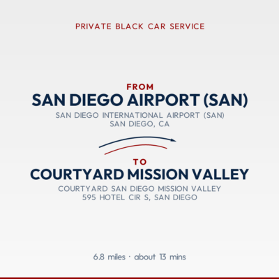From San Diego Airport (SAN) to Courtyard Mission Valley private car service