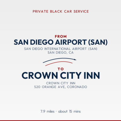 From San Diego Airport (SAN) to Crown City Inn private car service