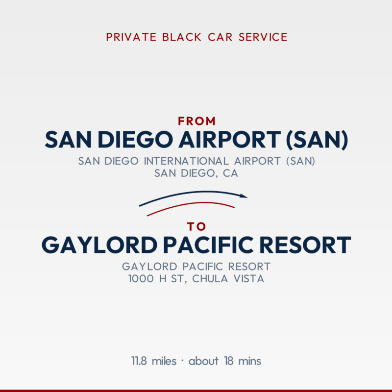 From San Diego Airport (SAN) to Gaylord Pacific Resort private car service