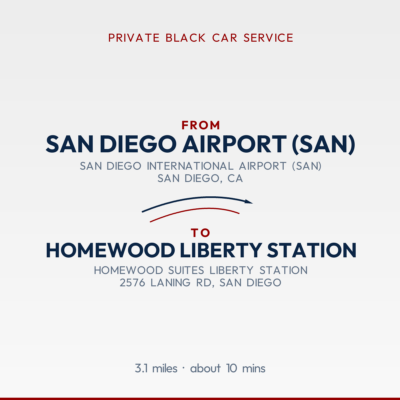 From San Diego Airport (SAN) to Homewood Liberty Station private car service