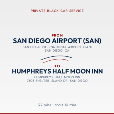 From San Diego Airport (SAN) to Humphreys Half Moon Inn private car service