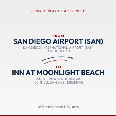 From San Diego Airport (SAN) to Inn at Moonlight Beach private car service