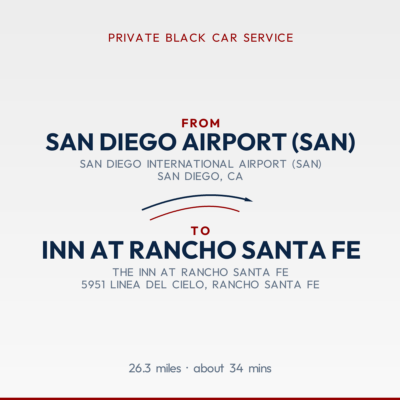 From San Diego Airport (SAN) to Inn at Rancho Santa Fe private car service