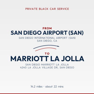 From San Diego Airport (SAN) to Marriott La Jolla private car service