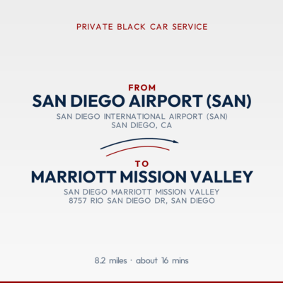 From San Diego Airport (SAN) to Marriott Mission Valley private car service