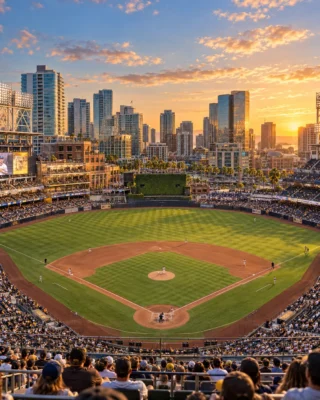 Petco Park car service - black SUV at the ballpark gate